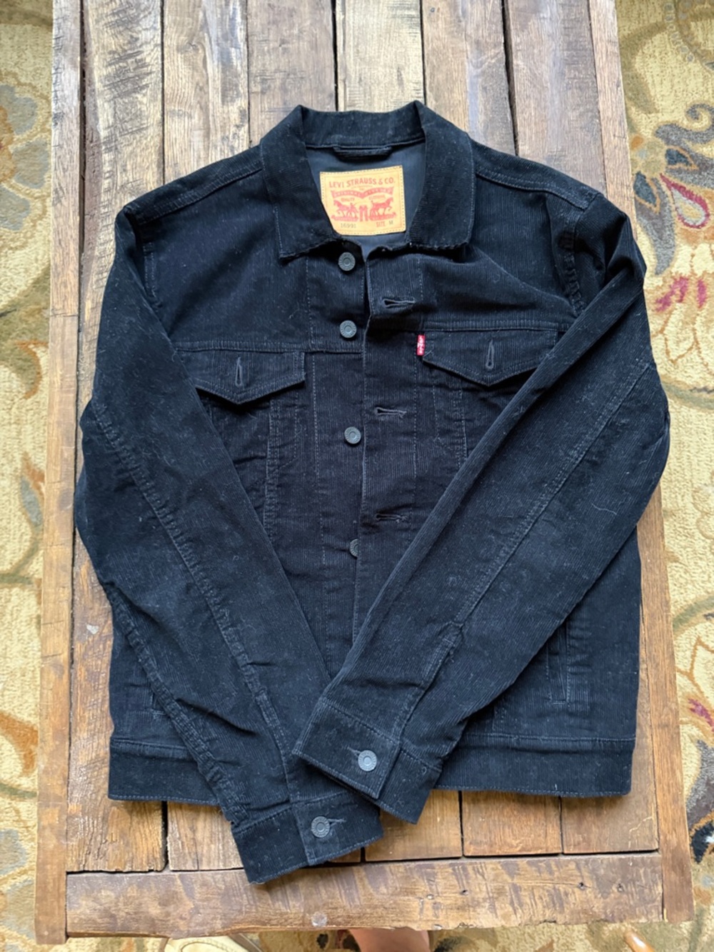 Levi's Black Denim Trucker Jacket with Red Tab